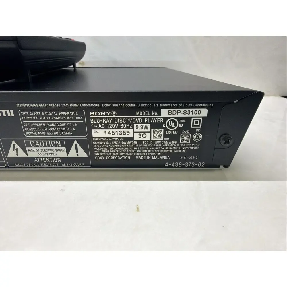 Sony BDP-S3100 Blu-Ray Player Wi-Fi Streaming w/ Remote Tested
